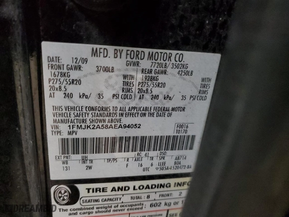 2010 Ford Expedition EL Limited with VIN 1FMJK2A58AEA94052, listed as a Copart auction lot 86349674 with 377,497 mi miles and Salvage Title. Bid and sale history available at carsss.com. Image 15.
