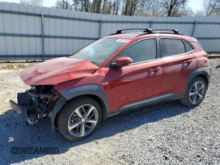2021 Hyundai Kona Limited with VIN KM8K3CA54MU633381, listed as a Copart auction lot 46872695 with 0 mi miles and Salvage Title. Bid and sale history available at carsss.com. Image 1.