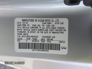 2018 Infiniti Q60 Luxe with VIN JN1CV7EK0JM200522, listed as a IAAI auction lot 41308958 with 28,015 mi miles and . Bid and sale history available at carsss.com. Image 9.
