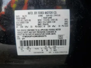 2021 Ford Explorer Limited с VIN 1FMSK8FH2MGB92075, выставлен на аукционе Copart как лот 54912505 с пробегом 61 056 миль миль и Списание • Salvage title. История ставок и продаж доступна на DreamBid. Изображение 13.