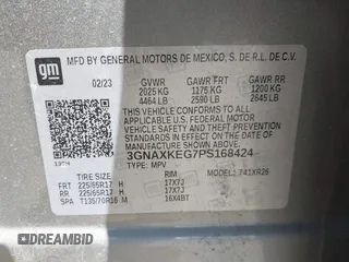 2023 Chevrolet Equinox LT with VIN 3GNAXKEG7PS168424, listed as a IAAI auction lot 42090742 with 39,967 mi miles and . Bid and sale history available at carsss.com. Image 9.