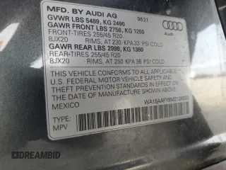 2021 Audi Q5 Sportback Premium Plus with VIN WA15AAFY8M2126553, listed as a Copart auction lot 85826504 with 61,283 mi miles and Salvage title. Bid and sale history available at DreamBid. Image 13.