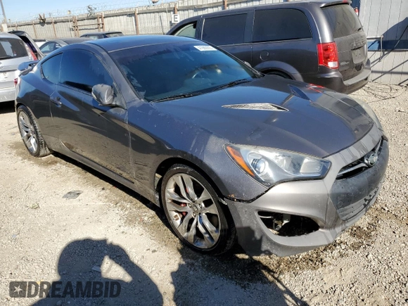 2013 Hyundai Genesis Coupe Track with VIN KMHHU6KJ8DU083980, listed as a Copart auction lot 41989205 with 108,382 mi miles and Clean title. Bid and sale history available at DreamBid. Image 4.