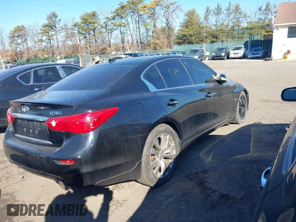 2014 Infiniti Q50 Hybrid Sport with VIN JN1AV7AP9EM691834, listed as a IAAI auction lot 41703454 with Not Provided miles and . Bid and sale history available at DreamBid. Image 4.