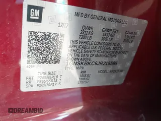 2018 Chevrolet Tahoe LT with VIN 1GNSKBKC6JR215585, listed as a IAAI auction lot 42043898 with 85,730 mi miles and . Bid and sale history available at DreamBid. Image 9.