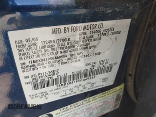 2005 Ford Freestyle Limited with VIN 1FMDK03195GA69554, listed as a IAAI auction lot 41835638 with 1 mi miles. Bid and sale history available at carsss.com. Image 9.