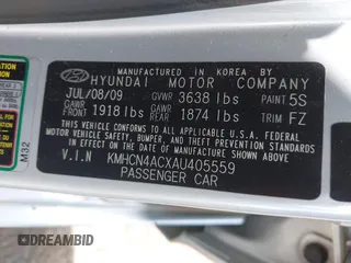 2010 Hyundai Accent GLS z VIN KMHCN4ACXAU405559, wystawiony jako IAAI lot #42351718 z przebiegiem 130 538 mil mil oraz . Historia ofert i sprzedaży dostępna na DreamBid. Obrazek 9.