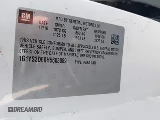 2017 Chevrolet Corvette Z06 2LZ z VIN 1G1YS2D60H5603089, wystawiony jako IAAI lot #42449220 z przebiegiem Nie podano mil oraz . Historia ofert i sprzedaży dostępna na DreamBid. Obrazek 9.