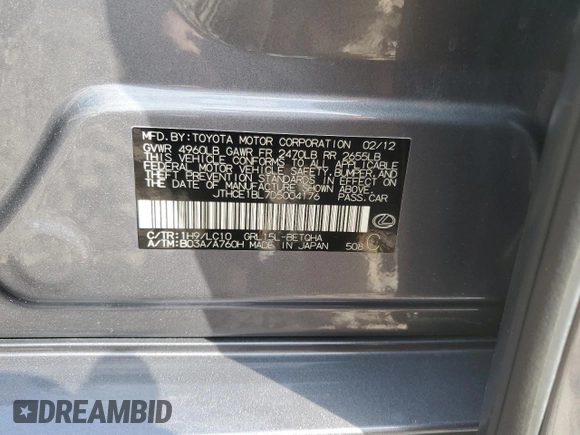2013 Lexus GS 350 with VIN JTHCE1BL7D5004176, listed as a Copart auction lot 55047945 with 90,320 mi miles and Salvage Title. Bid and sale history available at DreamBid. Image 12.