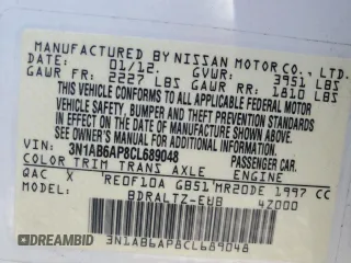2012 Nissan Sentra 2.0 with VIN 3N1AB6AP8CL689048, listed as a Copart auction lot 52586615 with 159,426 mi miles and Salvage title. Bid and sale history available at DreamBid. Image 12.