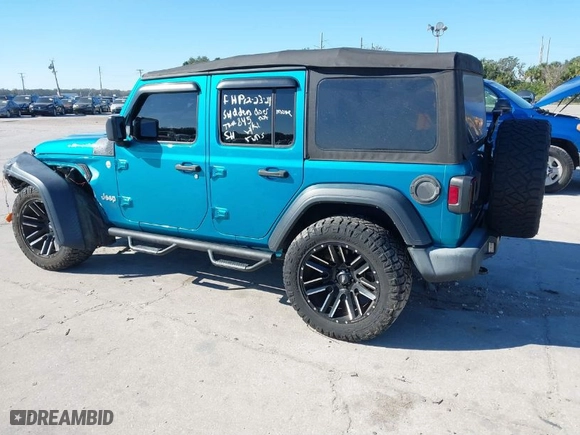 2020 Jeep Wrangler Unlimited Sport S with VIN 1C4HJXDN4LW223822, listed as a IAAI auction lot 41294786 with 51701 miles. Bid and sale history available at carsss.com. Image 3.