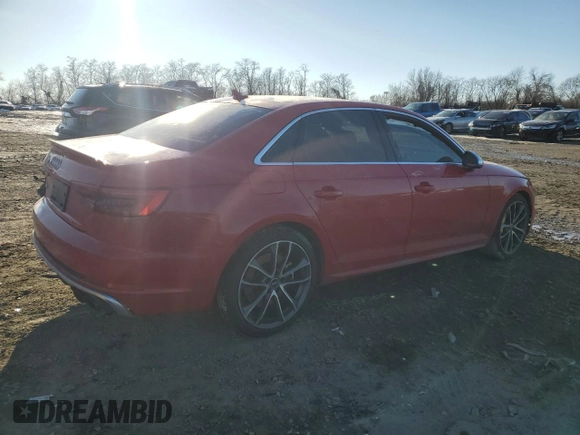 2018 Audi S4 Prestige with VIN WAUC4AF42JA003833, listed as a Copart auction lot 88572375 with 82,007 mi miles and Salvage Title. Bid and sale history available at carsss.com. Image 3.
