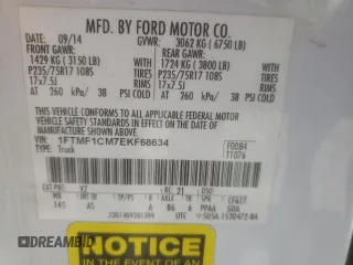 2014 Ford F-150 XL with VIN 1FTMF1CM7EKF68634, listed as a Copart auction lot 49832795 with 125,245 mi miles and Salvage Title. Bid and sale history available at carsss.com. Image 13.