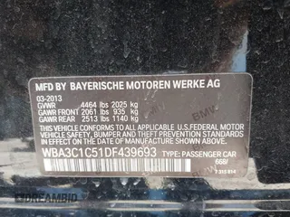 2013 BMW 3 Series 328i with VIN WBA3C1C51DF439693, listed as a IAAI auction lot 42644270 with 332,474 mi miles and . Bid and sale history available at DreamBid. Image 9.