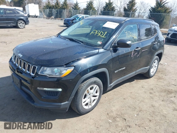 2018 Jeep Compass Sport with VIN 3C4NJCAB1JT301868, listed as a IAAI auction lot 41762166 with 119,933 mi miles. Bid and sale history available at carsss.com. Image 17.