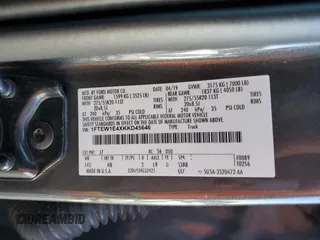 2019 Ford F-150 XL with VIN 1FTEW1E4XKKD45646, listed as a Copart auction lot 57878695 with 122,243 mi miles and Salvage title. Bid and sale history available at DreamBid. Image 12.