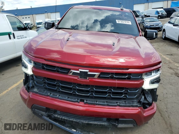 2023 Chevrolet Silverado 1500 RST with VIN 1GCUDEEL9PZ165492, listed as a Copart auction lot 67357414 with 7,764 mi miles and Salvage Title. Bid and sale history available at DreamBid. Image 5.