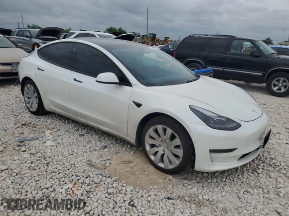 2021 Tesla Model 3 Long Range with VIN 5YJ3E1EB8MF079732, listed as a Copart auction lot 54683445 with 98,504 mi miles and Salvage Title. Bid and sale history available at DreamBid. Image 4.