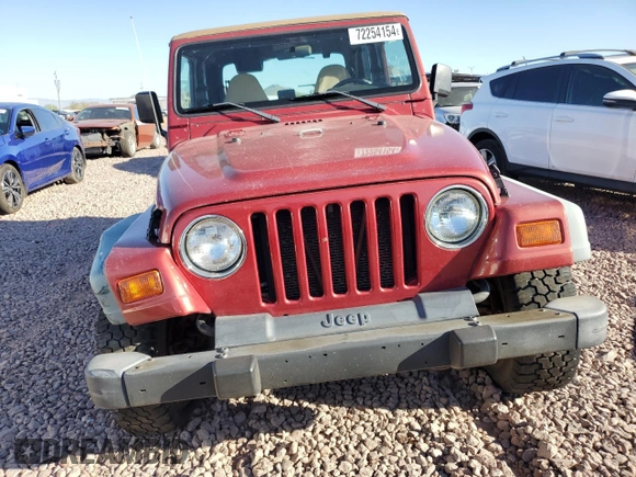 1998 Jeep Wrangler SE with VIN 1J4FY29P7WP792463, listed as a Copart auction lot 72254154 with 179,114 mi miles and Salvage Title. Bid and sale history available at carsss.com. Image 5.