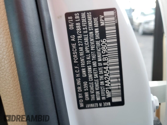 2018 Porsche Macan с VIN WP1AA2A54JLB19806, выставлен на аукционе Copart как лот 41476185 с пробегом 66 446 миль миль и Списание • Salvage title. История ставок и продаж доступна на DreamBid. Изображение 13.