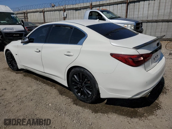 2020 Infiniti Q50 Luxe with VIN JN1EV7APXLM202372, listed as a Copart auction lot 65206765 with 45,788 mi miles and Salvage title. Bid and sale history available at DreamBid. Image 2.