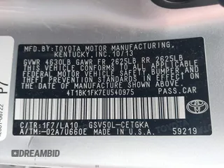 2014 Toyota Camry SE with VIN 4T1BK1FK7EU540975, listed as a IAAI auction lot 41673926 with 190,036 mi miles. Bid and sale history available at carsss.com. Image 9.