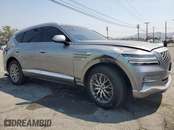 2021 Genesis GV80 with VIN KMUHB4SB5MU040802, listed as a Copart auction lot 71497074 with 45,321 mi miles and Salvage title. Bid and sale history available at DreamBid. Image 4.