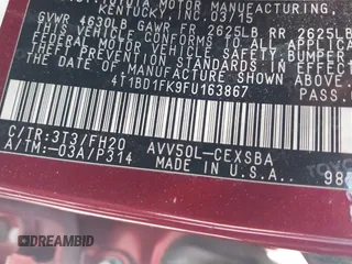 2015 Toyota Camry LE with VIN 4T1BD1FK9FU163867, listed as a IAAI auction lot 42133336 with 211,820 mi miles and . Bid and sale history available at DreamBid. Image 9.