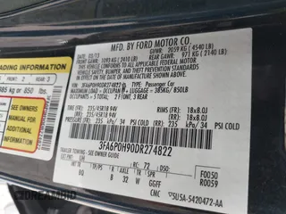 2013 Ford Fusion SE with VIN 3FA6P0H90DR274822, listed as a IAAI auction lot 42386000 with 142,342 mi miles and . Bid and sale history available at DreamBid. Image 9.