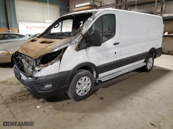 2021 Ford Transit Cargo Van with VIN 1FTBR1Y8XMKA57086, listed as a Copart auction lot 41870105 with 0 mi miles and Salvage Title. Bid and sale history available at carsss.com. Image 1.