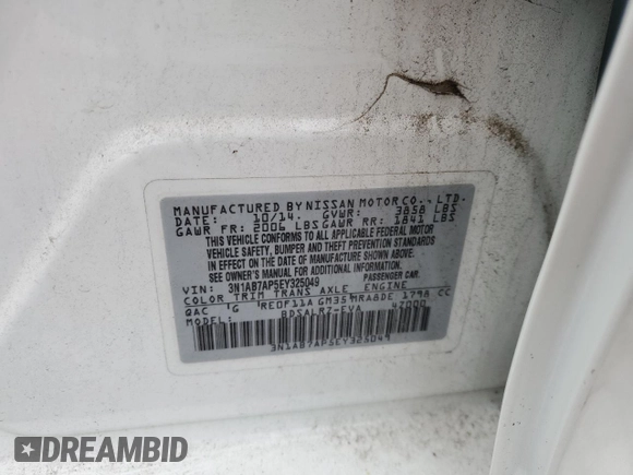 2014 Nissan Sentra SV with VIN 3N1AB7AP5EY325049, listed as a Copart auction lot 63759595 with 129,944 mi miles and Salvage title. Bid and sale history available at DreamBid. Image 13.