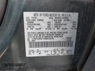 2003 Ford Escape XLT Popular 2 with VIN 1FMYU93113KB33578, listed as a IAAI auction lot 41985463 with 103,500 mi miles and . Bid and sale history available at DreamBid. Image 9.
