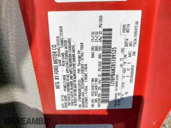 2011 Ford Mustang V6 with VIN 1ZVBP8AM2B5109535, listed as a Copart auction lot 58393135 with 200,130 mi miles and Salvage title. Bid and sale history available at DreamBid. Image 13.
