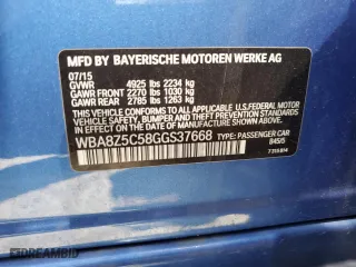 2016 BMW 3 Series Gran Turismo 328i xDrive with VIN WBA8Z5C58GGS37668, listed as a Copart auction lot 61655724 with 72,307 mi miles and Salvage Title. Bid and sale history available at carsss.com. Image 13.