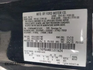 2014 Ford Mustang V6 with VIN 1ZVBP8AM8E5311624, listed as a IAAI auction lot 40100303 with 119,598 mi miles. Bid and sale history available at carsss.com. Image 9.