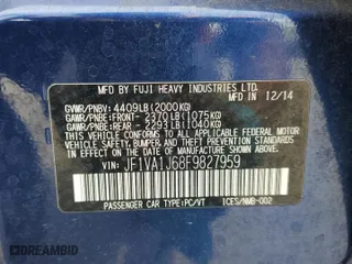 2015 Subaru WRX Limited with VIN JF1VA1J68F9827959, listed as a Copart auction lot 52954645 with 89,595 mi miles and Salvage Title. Bid and sale history available at carsss.com. Image 12.