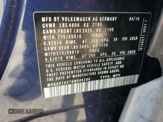 2016 Volkswagen Tiguan S с VIN WVGAV7AX7GW606280, выставлен на аукционе Copart как лот 62491995 с пробегом 69 838 миль миль и Списание • Salvage title. История ставок и продаж доступна на DreamBid. Изображение 13.