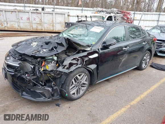 2020 Kia Optima Hybrid EX with VIN KNAGU4LE3L5037226, listed as a IAAI auction lot 40846019 with 56,378 mi miles. Bid and sale history available at carsss.com. Image 2.