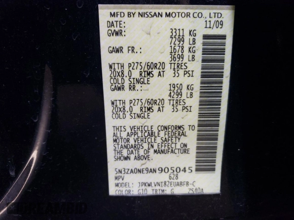 2010 Infiniti QX56 with VIN 5N3ZA0NE9AN905045, listed as a Copart auction lot 41465984 with 144,234 mi miles and Salvage Title. Bid and sale history available at carsss.com. Image 13.