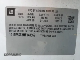 2017 Chevrolet Malibu LT with VIN 1G1ZE5ST3HF143569, listed as a Copart auction lot 49544845 with Not Provided miles and Salvage Title. Bid and sale history available at DreamBid. Image 14.