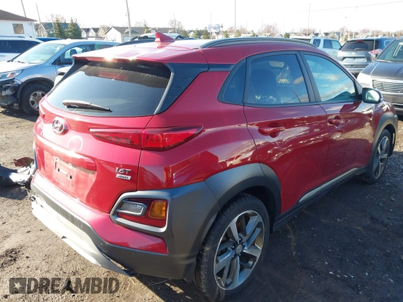 2021 Hyundai Kona Ultimate with VIN KM8K5CA57MU662724, listed as a IAAI auction lot 41919686 with 61,426 mi miles and . Bid and sale history available at carsss.com. Image 4.