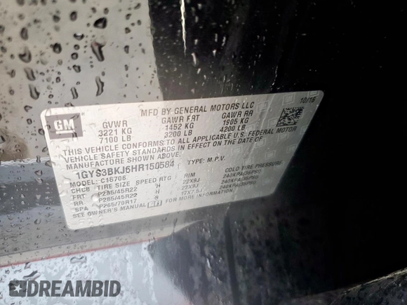 2017 Cadillac Escalade Luxury z VIN 1GYS3BKJ6HR150584, wystawiony jako Copart lot #52569725 z przebiegiem 91 037 mil mil oraz Szkoda całkowita • Salvage title. Historia ofert i sprzedaży dostępna na DreamBid. Obrazek 12.