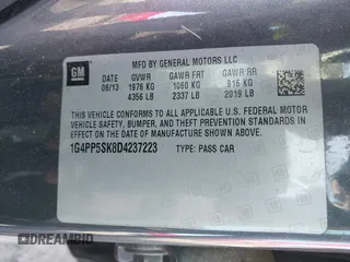 2013 Buick Verano с VIN 1G4PP5SK8D4237223, выставлен на аукционе IAAI как лот 42559540 с пробегом 115 173 миль миль и . История ставок и продаж доступна на DreamBid. Изображение 9.