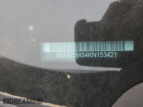 2019 Nissan Murano SL z VIN 5N1AZ2MS4KN153421, wystawiony jako Copart lot #52721285 z przebiegiem 53 861 mil mil oraz Szkoda całkowita • Salvage title. Historia ofert i sprzedaży dostępna na DreamBid. Obrazek 14.