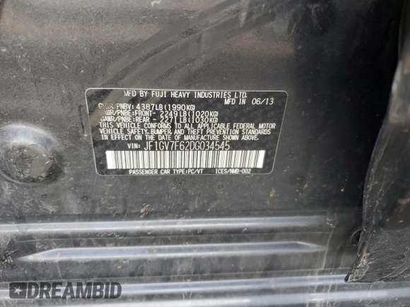 2013 Subaru Impreza Sedan WRX WRX with VIN JF1GV7F62DG034545, listed as a Copart auction lot 77210014 with 96,340 mi miles and Salvage Title. Bid and sale history available at carsss.com. Image 15.