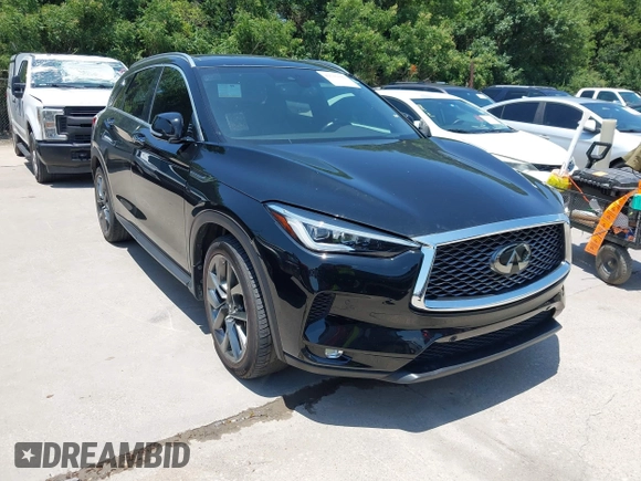 2019 Infiniti QX50 Luxe with VIN 3PCAJ5M1XKF126209, listed as a IAAI auction lot 42702042 with 57,763 mi miles and . Bid and sale history available at DreamBid. Image 1.