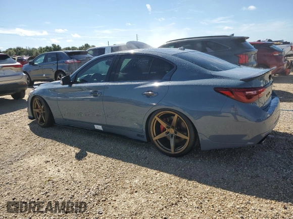 2021 Infiniti Q50 Red Sport 400 with VIN JN1FV7DP2MM850371, listed as a Copart auction lot 73762964 with 49,874 mi miles and Salvage Title. Bid and sale history available at DreamBid. Image 2.