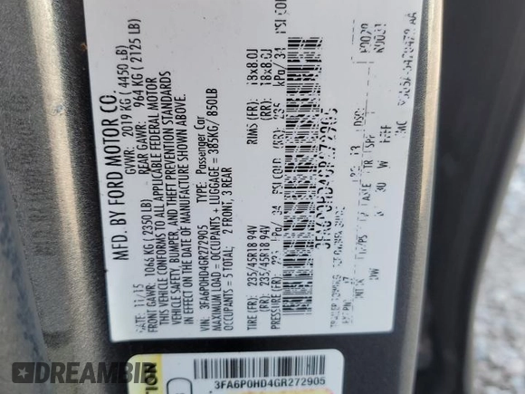 2016 Ford Fusion SE with VIN 3FA6P0HD4GR272905, listed as a Copart auction lot 63341665 with 120,157 mi miles and Clean title. Bid and sale history available at DreamBid. Image 12.