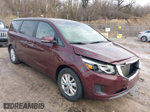 2017 Kia Sedona LX with VIN KNDMB5C12H6236364, listed as a IAAI auction lot 41924391 with 100,546 mi miles. Bid and sale history available at carsss.com. Image 1.
