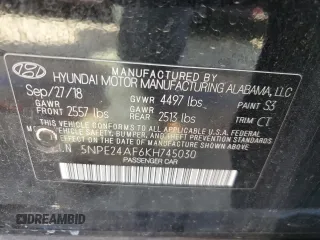 2019 Hyundai Sonata SE with VIN 5NPE24AF6KH745030, listed as a Copart auction lot 51010865 with 68,993 mi miles and Salvage Title. Bid and sale history available at carsss.com. Image 12.